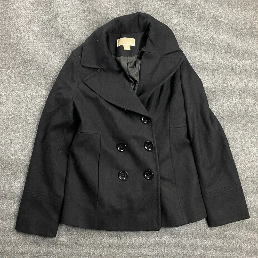 Michael Kors Pea Coat Women's Small Black Wool Blend Outerwear‎ Adults